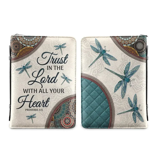 Bible Verse PU Leather Cover – Lightweight Carrying Case with Dragonfly Design