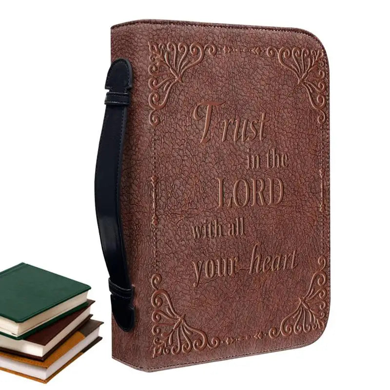 Vintage PU Leather Bible Cover – Protective Carrying Case with Handle