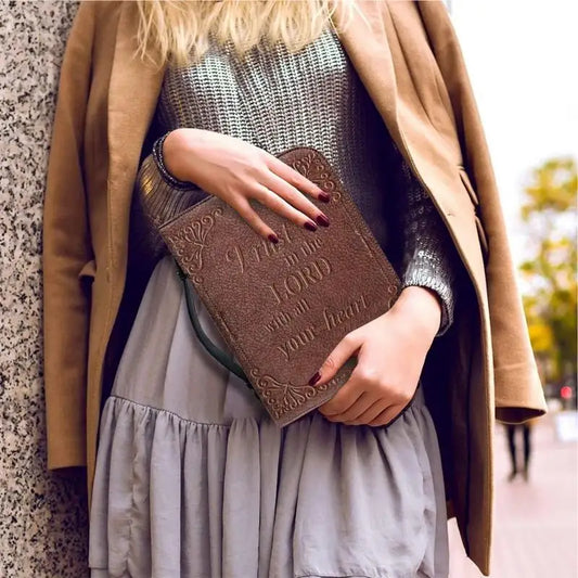 Vintage PU Leather Bible Cover – Protective Carrying Case with Handle