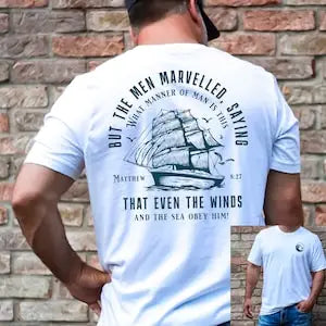 100% Cotton - Unisex T-Shirt Bible Verse Matt 8:27