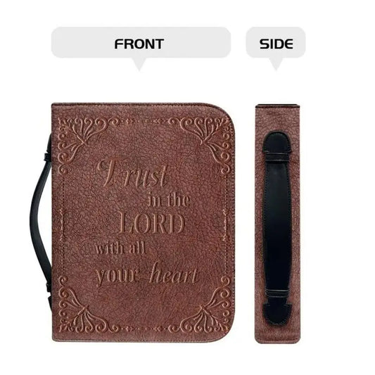 Vintage PU Leather Bible Cover – Protective Carrying Case with Handle