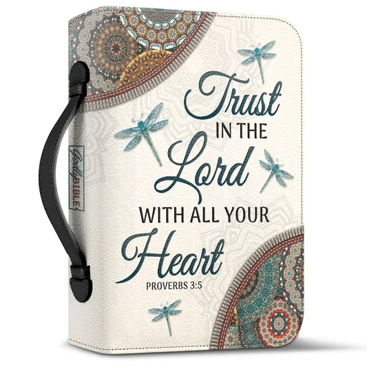 Bible Verse PU Leather Cover – Lightweight Carrying Case with Dragonfly Design