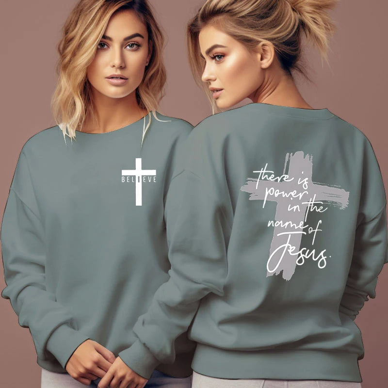 Women's Sweatshirt - There Is Power in The Name of Jesus