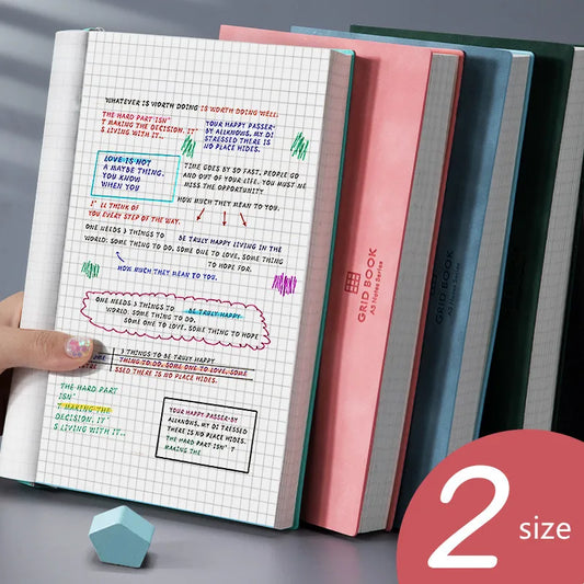 A5/B5 Thickened Notebook – Grid Square Diary & Sketchbook (100 Sheets)