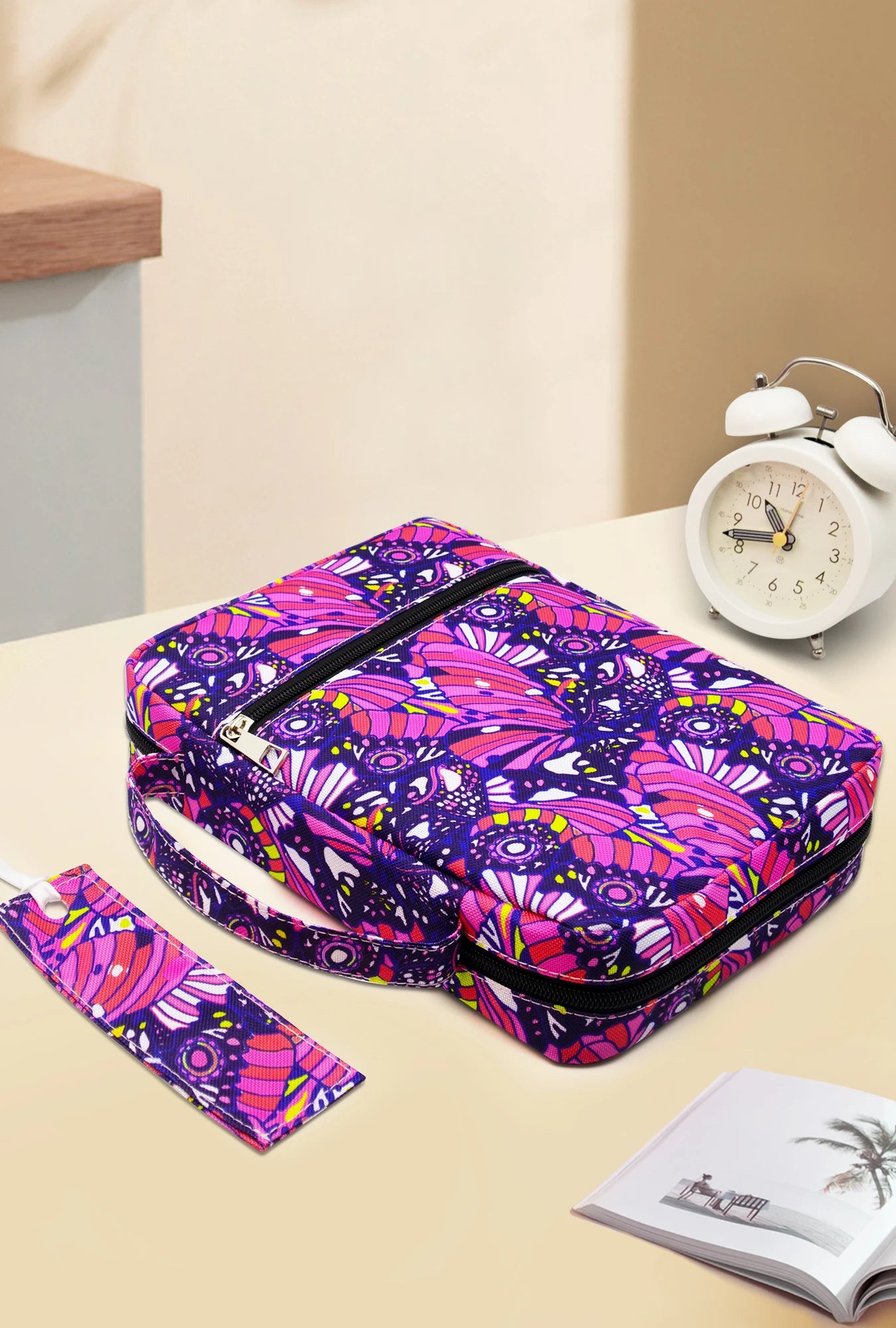 Zippered Travel Bible Cover Hot Pink & Purple Abstract Design