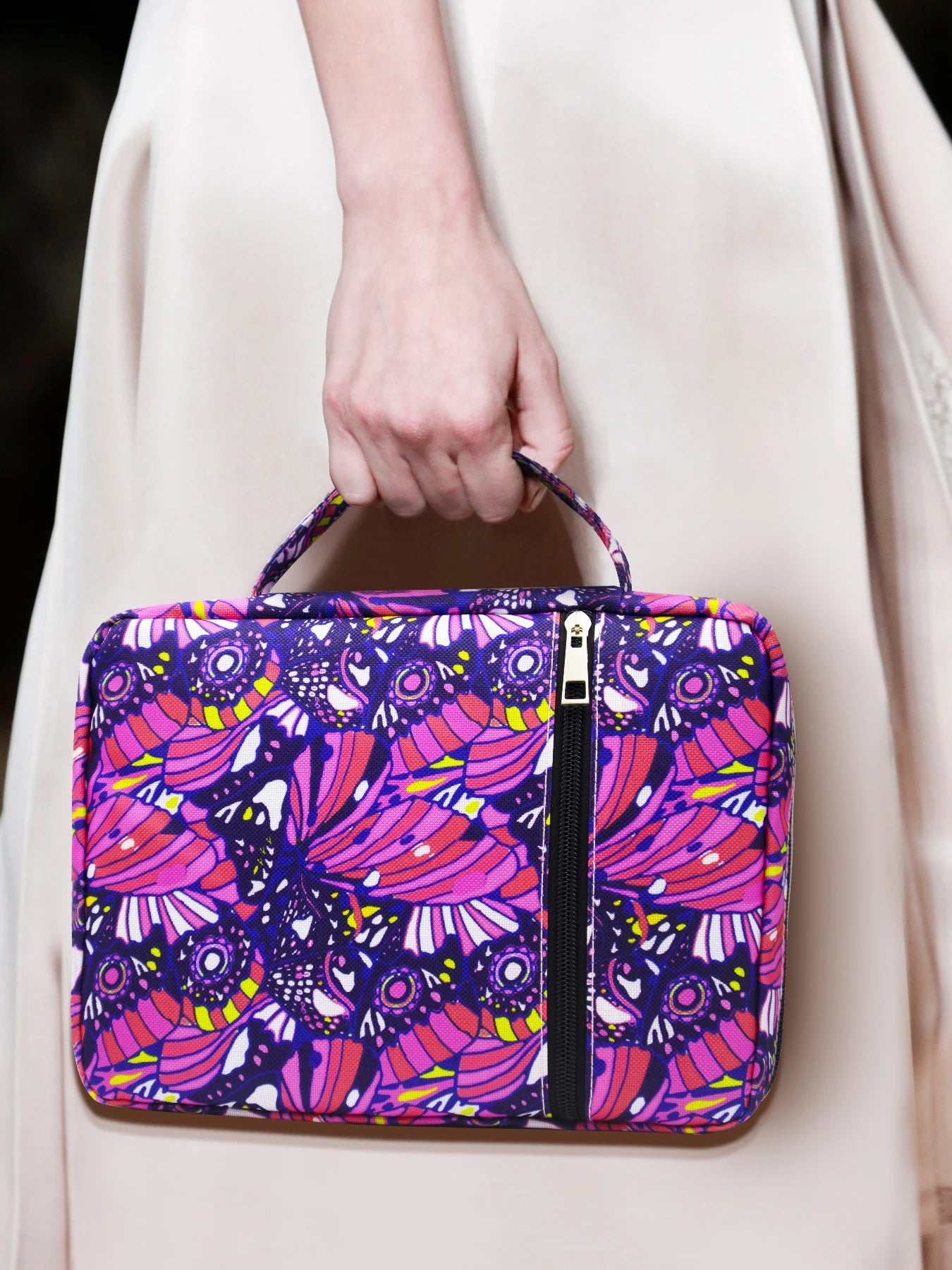 Zippered Travel Bible Cover Hot Pink & Purple Abstract Design