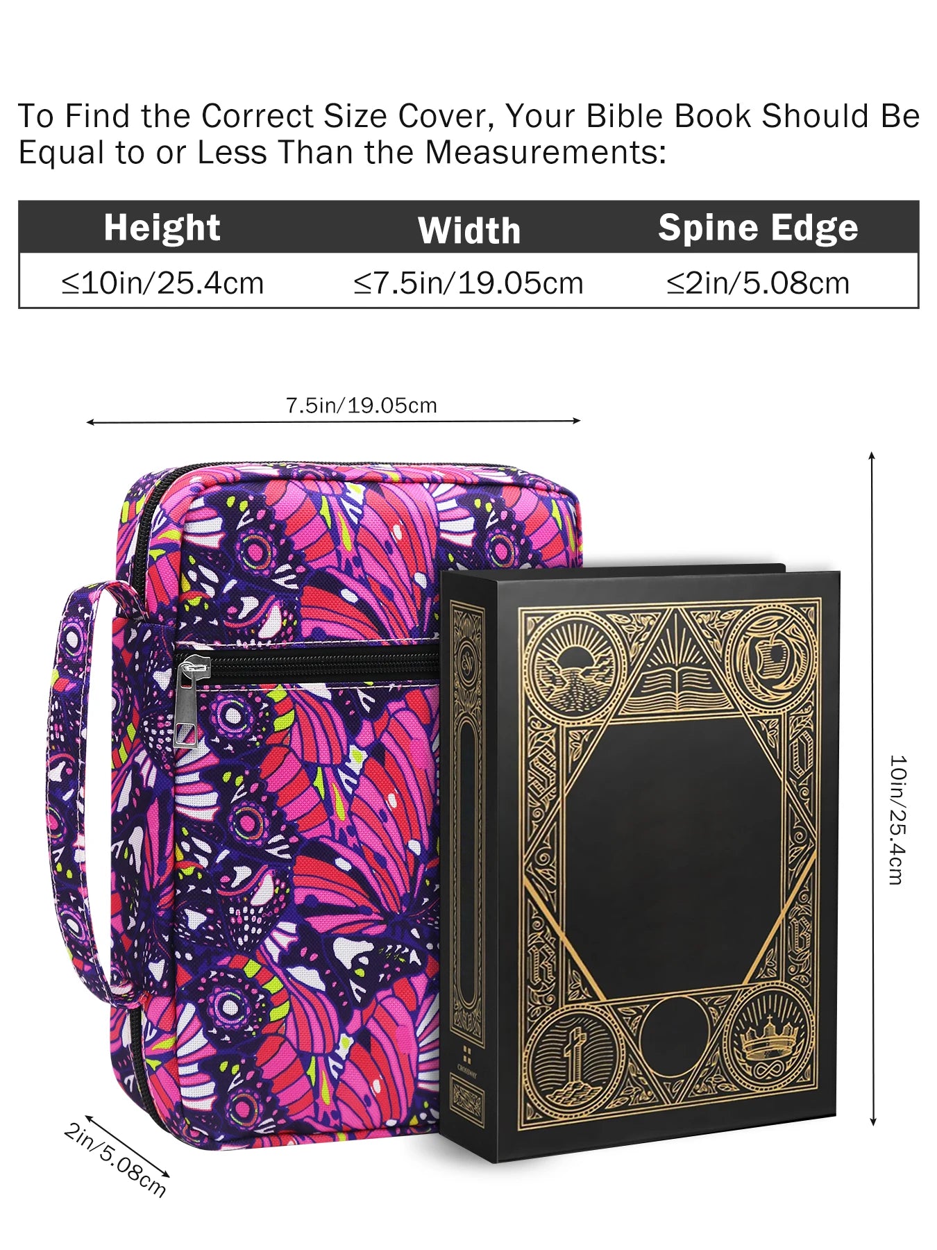 Zippered Travel Bible Cover Hot Pink & Purple Abstract Design