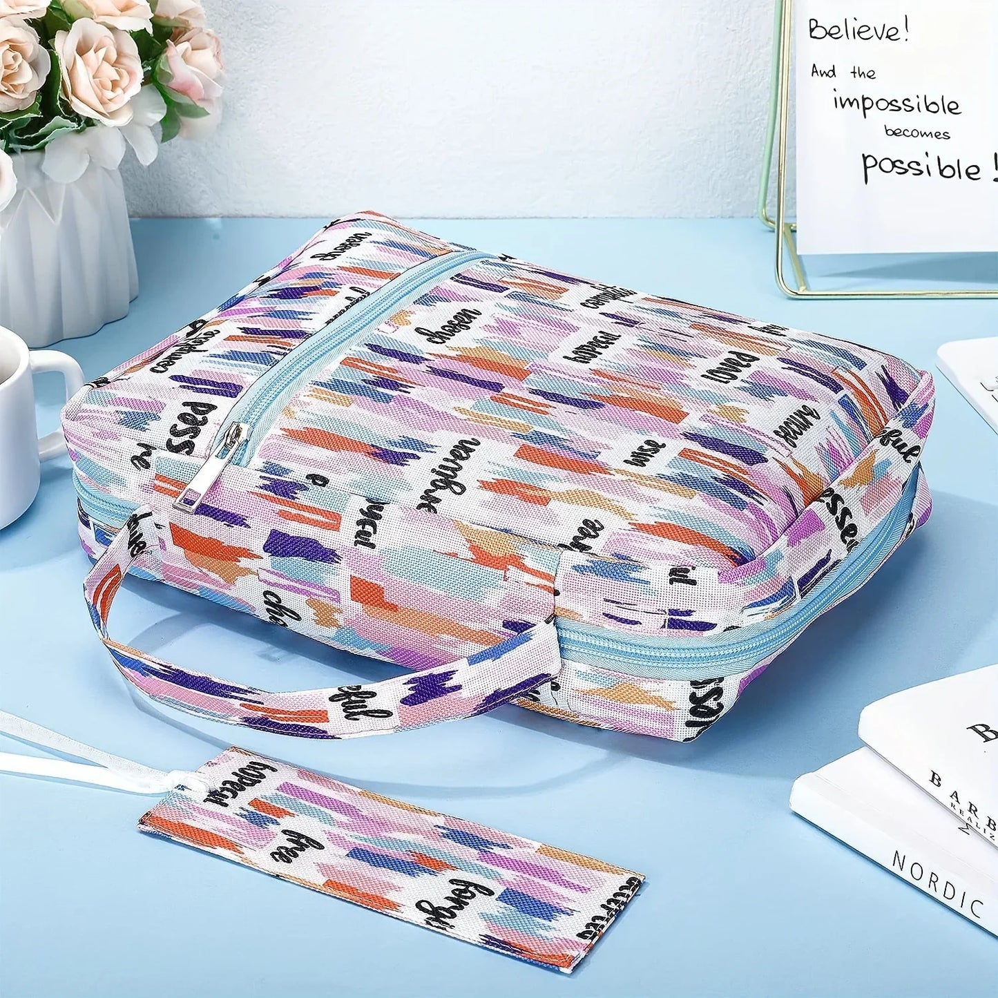 Bible Cover with Bookmarks – Portable Carrying Case & Christian Gift Idea