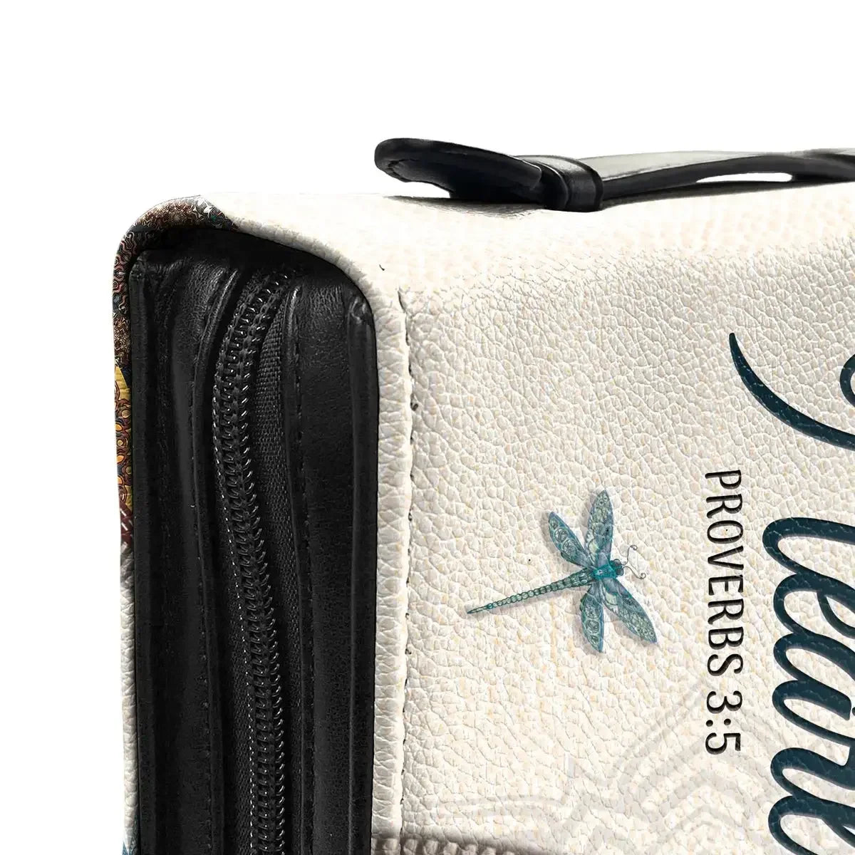Bible Verse PU Leather Cover – Lightweight Carrying Case with Dragonfly Design